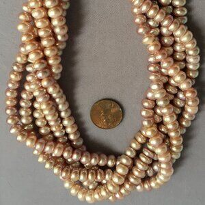 Three (3)  7x5mm SILVERY PINK Freshwater Button Pearls 16" Strands - $45 value